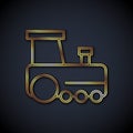 Gold line Toy train icon isolated on black background. Vector Royalty Free Stock Photo