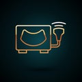 Gold line Ultrasound icon isolated on dark blue background. Medical equipment. Vector