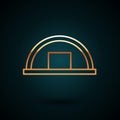Gold line Warehouse icon isolated on dark blue background. Vector