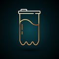 Gold line Water filter cartridge icon isolated on dark blue background. Vector