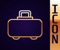 Gold line Weapon case for storing and transporting weapons icon isolated on black background. Vector Royalty Free Stock Photo
