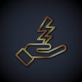 Gold line Zeus icon isolated on black background. Greek god. God of Lightning. Vector