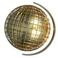 Gold lined globe with a holder on a side. Isolated 3D render. Royalty Free Stock Photo