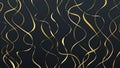 Gold lines. Abstract background with hand drawn golden wavy lines pattern. Black background.