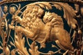 Gold lion from a bowl of a fencing Royalty Free Stock Photo