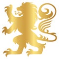 Gold Lion Golden King Heraldic Logo Design Template Vector Royalty Free Stock Photo