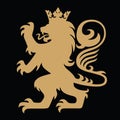 Gold Lion King Heraldic with Crown Logo Template Vector