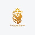 Gold lion logo with crown Template, Vector Eps File Royalty Free Stock Photo