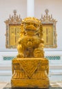 Gold lion statue. Royalty Free Stock Photo