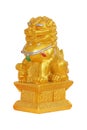 Gold lion statue on white Royalty Free Stock Photo