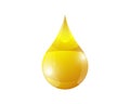 Gold liquid 3d shiny oil drop. Honey or industrial and petroleum droplet isolated vector illustration