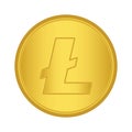 Gold Litecoin coin icon. golden Cryptocurrency coin money. blockchain symbol. Internet money