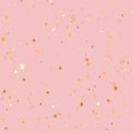 Gold little confetti hearts seamless background. Valentines day pattern pink and golden. Romantic tiled pattern for backdrop,