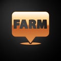Gold Location farm icon isolated on black background. Vector