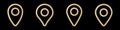 Gold location markers with glossy finish highlighting four unique points in formation