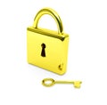 Gold lock with key