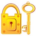 Gold lock and key
