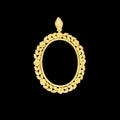 gold locket frame pendant with diamond isolated on black background Royalty Free Stock Photo