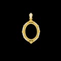 gold locket frame pendant with diamond isolated on black background Royalty Free Stock Photo