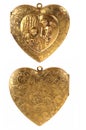 Gold Locket Heart Charm with Cherubs Royalty Free Stock Photo