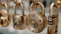 Gold Locks for Business Security Protecting Valuable Data and Information Strategically Royalty Free Stock Photo