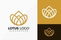 Gold Lotus Flower Logo Design, Creative modern Logos Designs Vector Illustration Template Royalty Free Stock Photo