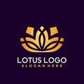 Gold Lotus Flower logo Designs vector illustration Royalty Free Stock Photo