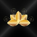 Gold lotus teamwork people spa symbol logo