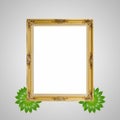 Gold louise and leaves photo frame isolated