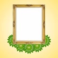 Gold louise and leaves photo frame isolated