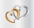 Gold love hearts wedding anniversary luxury symbol icon vector image