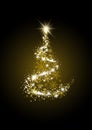 Gold luxury christmas tree on black background vector illustration Royalty Free Stock Photo