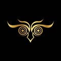 Gold luxury cursive owl logo template