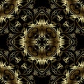 Gold luxury 3d Baroque seamless pattern. Floral ornamental background. Repeat vector Damask backdrop. Royal shiny gold ornaments