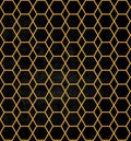 Gold luxury hexagon pattern Honeycomb Cubes on black background. Modern golden Trendy cube pattern design. Geometrical style. Royalty Free Stock Photo