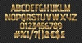 Gold luxury letters. Golden font. Elegant metal effect. Vector gloss typography. Fashoin digital fonts