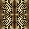 Gold luxury ornamental 3d Deco seamless pattern. Beautiful tribal ethnic greek islamic arabic style shiny background. Abstract Royalty Free Stock Photo