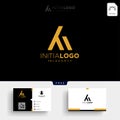 gold luxury and premium initial M or KM logo template