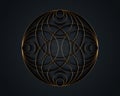 Gold Luxury Sacred Mandala template. Round design element isolated on black background. Circle pattern in golden color Royalty Free Stock Photo