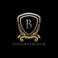 Gold Luxury Shield B Letter Logo