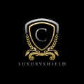 Gold Luxury Shield C Letter Logo Royalty Free Stock Photo