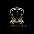 Gold Luxury Shield J Letter Logo