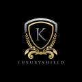 Gold Luxury Shield K Letter Logo Royalty Free Stock Photo