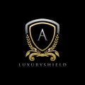 Gold Luxury Shield A Letter Logo Royalty Free Stock Photo