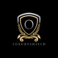 Gold Luxury Shield O Letter Logo Royalty Free Stock Photo