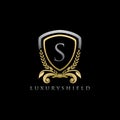 Gold Luxury Shield S Letter Logo Royalty Free Stock Photo