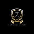 Gold Luxury Shield Z Letter Logo Royalty Free Stock Photo