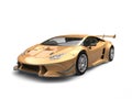 Gold luxury super car with blue details - beauty shot