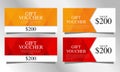 Gold luxury vouchers gift template set, coupon designs, certificates, ticket templates, Royalty Free Stock Photo