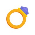 Gold magic ring icon, flat style